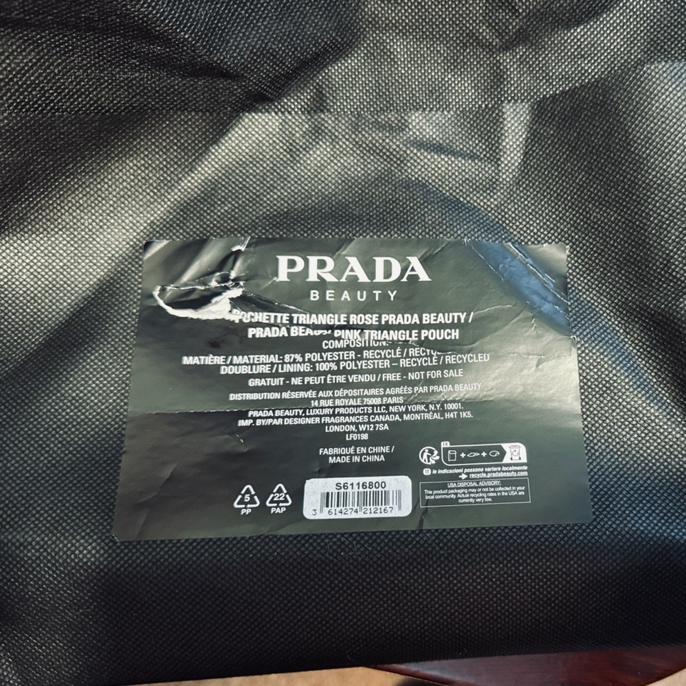 NWT Prada Beauty Black and Pink Triangle Pouch and Dust Bag GREAT LUXURY GIFT! - Picture 6 of 9